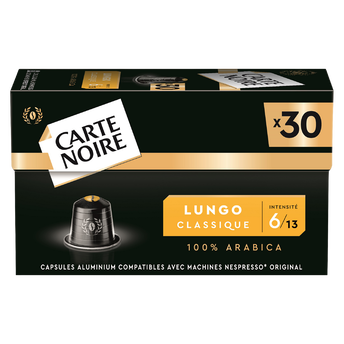 Image de Café capsules CARTE NOIRE LUNGO CLASSIQUE N°6 - compatible NESPRESSO