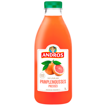 Andros Jus De Pamplemousse 100% Pur Jus Sans Sucres Ajoutés Andros - Bouteille De 1l