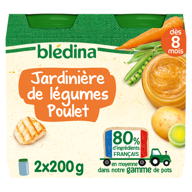 Petits pots bébé aux légumes poulet dès 8 mois BLEDINA 2x200g - Super U,  Hyper U, U Express 
