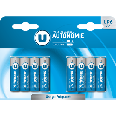 Piles Autonomie LR20/D - 2 unités - Super U, Hyper U, U Express