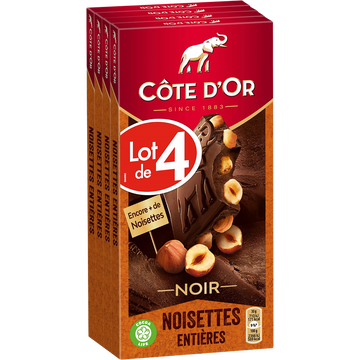 Côte d'Or Chocolat Noir Noisettes Entières Bloc Cote D'or, 4x180g