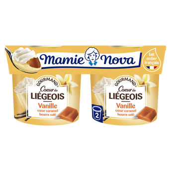 Image de Dessert Liégeois Vanille Coeur Caramel beurre salé MAMIE NOVA - 2 pots de
