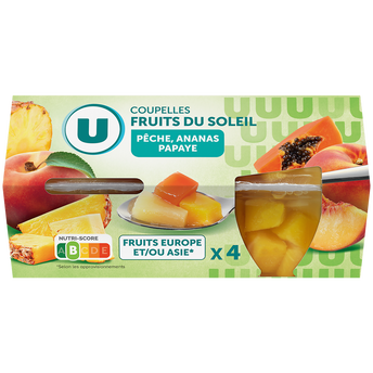 Image de U
Coupelles de fruits du soleil à la pêche, ananas et papaye