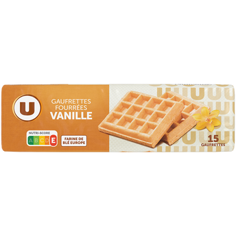 Image de U
Gaufrettes fourrées saveur vanille paquet de