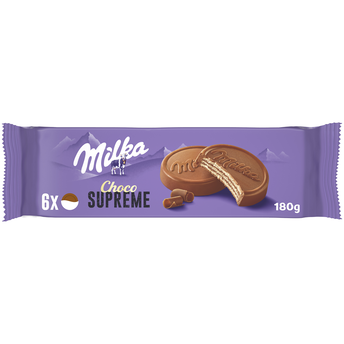 Image de Biscuits gaufrettes enrobés chocolat supreme au lait MILKA - Paquet
