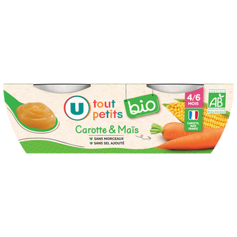 Image de U TOUT PETITS BIO
Petits pots bébés salé carotte et maïs dès 4 mois
