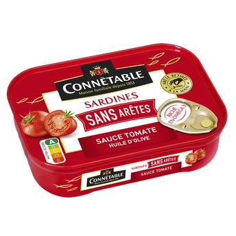 Image de Sardines sans arêtes sauce tomate huile d'olive vierge extra CONNETABLE, boîte de