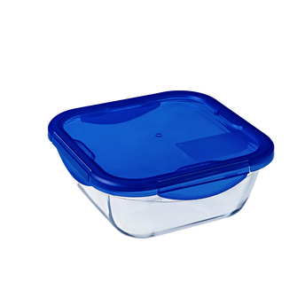 Image de Boîte carrée Cook and go en verre avec couvercle en plastique 19l