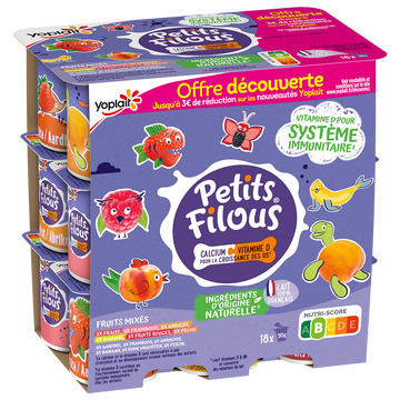 Yoplait Fromage Frais Pasteurisé Arômatisé Panaché Petits Filous Yoplait, 18x50g
