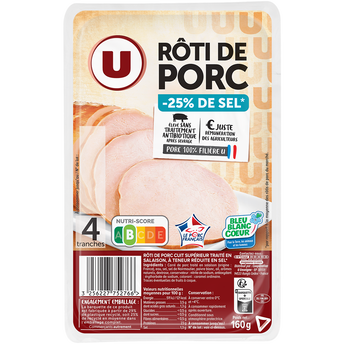 Image de U
Rôti de porc taux de sel réduit Bleu Blanc Coeur U 4 tranches