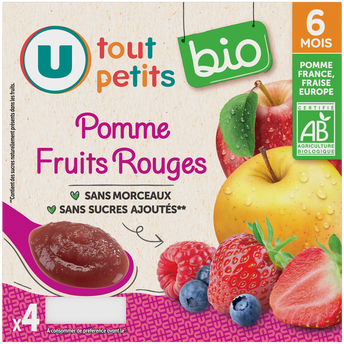 Image de U TOUT PETITS BIO
Petits pots bébé dessert pomme fruits rouges dès 6 mois