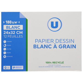 Image de U
Pochette dessin papier à grain 240x320mm 180g blanc 12 feuilles