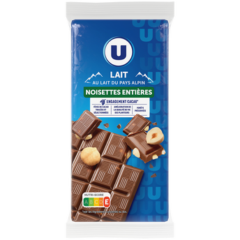 Image de U
Chocolat au lait et noisettes 2 Tablettes de
