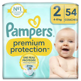 Image de Couches bébé premium protection géant taille 2 PAMPERS