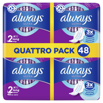 Always Serviettes Hygiéniques Avec Ailettes Taille 2 Long+ Ultra Always X48