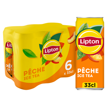 Image de Boisson au thé Ice Tea saveur pêche LIPTON, sleek cannette