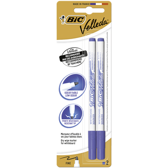 Image de 2 feutres effaçables VELLEDA 1721 BIC, pointe fine bleu
