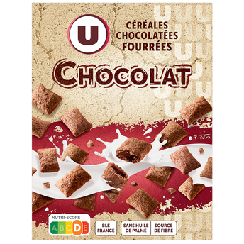 Image de U
Céréales chocolatées fourrées chocolat - paquet de