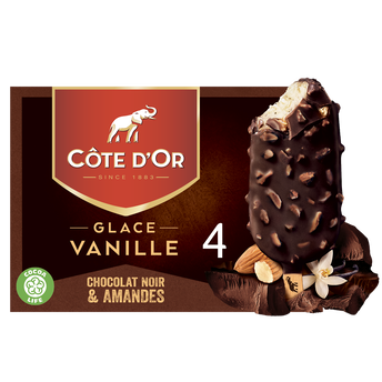 Image de Glace Vanille Noir Amandes cOTE D'OR x4