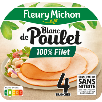 Image de Blanc de poulet sans nitrite FLEURY MICHON, 4 tranches
