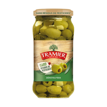 Image de Olives vertes dénoyautées sans résidus de pesticides TRAMIER bocal enverre