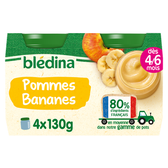 Image de Petits pots bébé aux fruits pommes bananes dès 4 mois BLEDINA