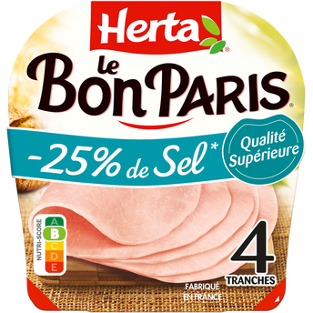 Image de Jambon Le Bon Paris -25% de sel HERTA 4 Tranches
