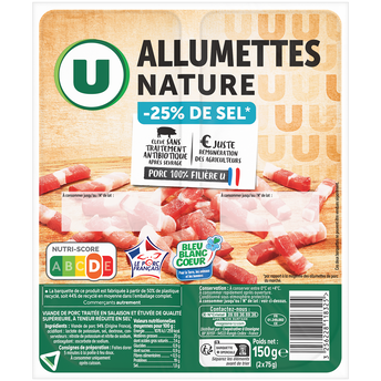 Image de U
Allumettes de porc nature tsr Bleu Blanc Coeur U 2X75g