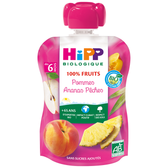 Image de Gourde pommes ananas pèches bio dès 6 mois HIPP