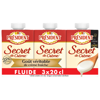 Image de Crème fluide légère stérilisée à 25%mg UHT PRESIDENT
