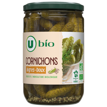 Image de U BIO
Cornichons bio aigre doux - Bocal