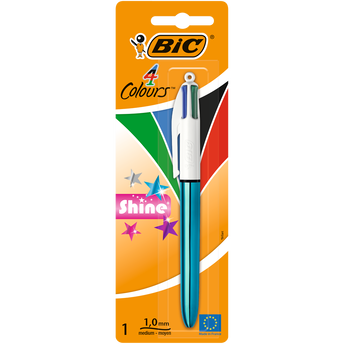 Image de Stylo bille rétractable Shine 4 couleurs BICcrochet supérieur, 1 unité, 4 couleurs