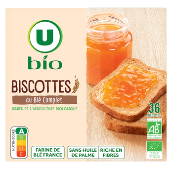 Image de U BIO
Biscottes au blé complet, boîte x36 tranches
