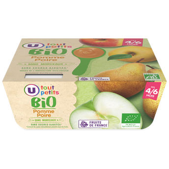 Image de U TOUT PETITS BIO
Petits pots bébé dessert pomme poire dès 4 à 6 mois