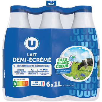 Image de U
Lait UHT demi-écrémé Bleu Blanc Coeur - 6 bouteilles de