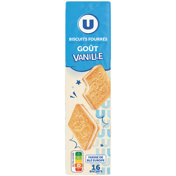 Image de U
Gouters fourrés carrés parfum vanille , paquet de