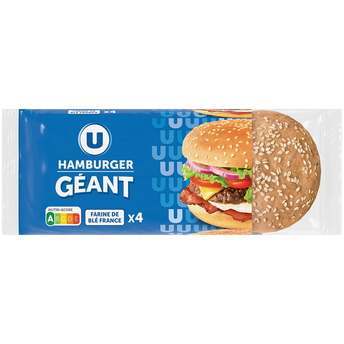 Image de U
Pain spécial pour hamburger géant sachet de 4