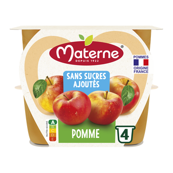 Image de Compotes Coupelles Sans Sucres Ajoutés Pomme MATERNE