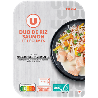 Image de U
Duo de riz aux petits legumes et saumon surgelés 300