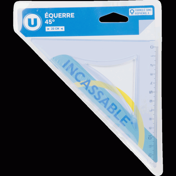 Image de U
Equerre 45° 20 cm plastique incassable graduation