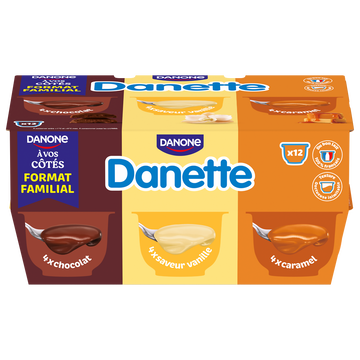Danone Crème Dessert Chocolat Caramel Vanille Danette - 12x115g