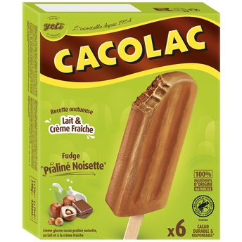 Image de Bâtonnets glacés CACOLAC FUDGE noisette x6
