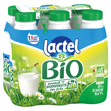 Lactel Lait Bio Écrémé Uht - Lactel - Bouteille 6x1l