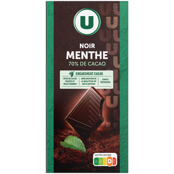Image de U
Chocolat noir aromatisé à l'arome nature de menthe
