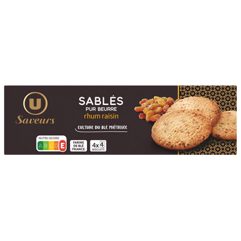 Image de U SAVEURS
Biscuits Sablés saveur rhum raisins paquet de