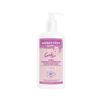 Image de Masque cheveux soin 2en1 sans silicone parfum coco et huile de karitéENERGIE FRUIT, pompe de