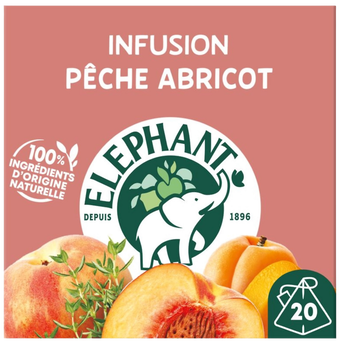 Image de Infusion pêche abricot thym ELEPHAN x20 sachets pyramid