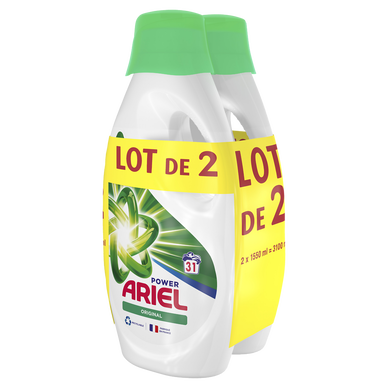 Lessive liquide original ARIEL 2x1,55l 2x31 doses - Super U, Hyper U, U  Express 