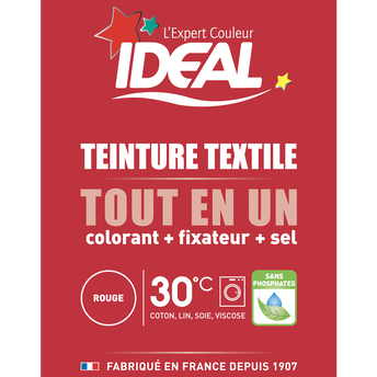 Image de Teinture pour textile rouge Tout en Un IDEAL, paquet de