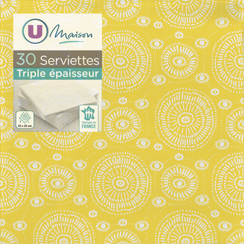 Image de U MAISON
Serviette 3 plis 33x33cm escapade jaune